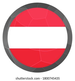 Glass light ball with flag of Austria. Round sphere, template icon. Austrian national symbol. Glossy realistic ball, 3D abstract vector illustration highlighted on a white background. Big bubble.