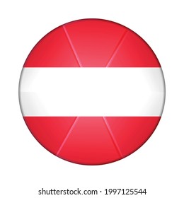 Glass light ball with flag of Austria. Round sphere, template icon. Austrian national symbol. Glossy realistic ball, 3D abstract vector illustration highlighted on a white background. Big bubble.