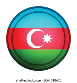 Glass light ball with flag of Azerbaijan. Round sphere, template icon. Azerbaijani national symbol. Glossy realistic ball, 3D abstract vector illustration highlighted on a white background.Big bubble.