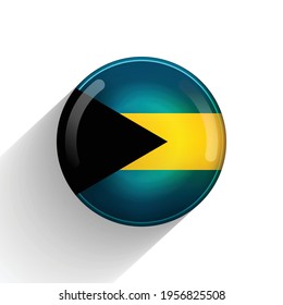 Glass light ball with flag of Bahamas. Round sphere, template icon. National symbol. Glossy realistic ball, 3D abstract vector illustration highlighted on a white background. Big bubble.