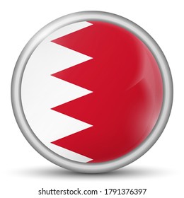 Glass light ball with flag of Bahrain. Round sphere, template icon. National symbol. Glossy realistic ball, 3D abstract vector illustration highlighted on a white background. Big bubble.