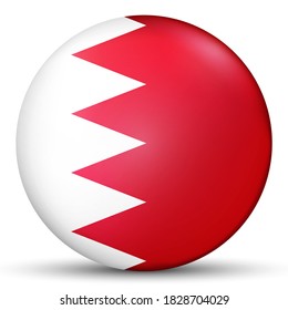 Glass light ball with flag of Bahrain. Round sphere, template icon. National symbol. Glossy realistic ball, 3D abstract vector illustration highlighted on a white background. Big bubble.