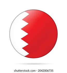 Glass light ball with flag of Bahrain. Round sphere, template icon. National symbol. Glossy realistic ball, 3D abstract vector illustration highlighted on a white background. Big bubble.