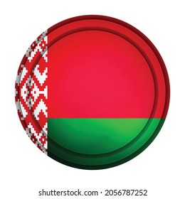 Glass light ball with flag of Belarus. Round sphere, template icon. Belarusian national symbol. Glossy realistic ball, 3D abstract vector illustration highlighted on a white background. Big bubble.