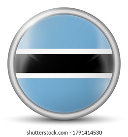 Glass light ball with flag of Botswana. Round sphere, template icon. National symbol. Glossy realistic ball, 3D abstract vector illustration highlighted on a white background. Big bubble.
