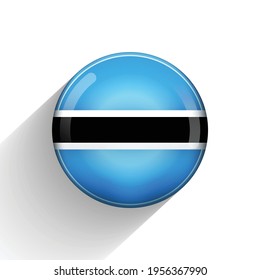 Bola de vidrio con bandera de Botswana. Esfera redonda, icono de plantilla. Símbolo nacional. Balón brillante realista, ilustración vectorial abstracta 3D resaltada sobre un fondo blanco. Gran burbuja.