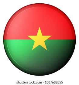 Glass light ball with flag of Burkina Faso. Round sphere, template icon. National symbol. Glossy realistic ball, 3D abstract vector illustration highlighted on a white background. Big bubble.