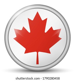 Glass light ball with flag of Canada. Round sphere, template icon. Canadian national symbol. Glossy realistic ball, 3D abstract vector illustration n a white background. Big bubble. 