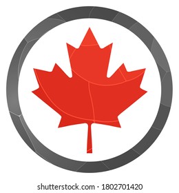 Glass light ball with flag of Canada. Round sphere, template icon. Canadian national symbol. Glossy realistic ball, 3D abstract vector illustration n a white background. Big bubble. 