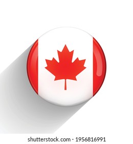 Glass light ball with flag of Canada. Round sphere, template icon. Canadian national symbol. Glossy realistic ball, 3D abstract vector illustration n a white background. Big bubble. 