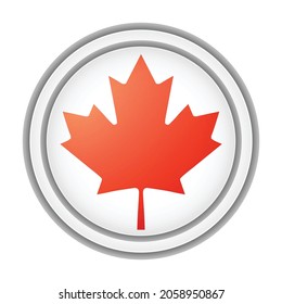 Glass light ball with flag of Canada. Round sphere, template icon. Canadian national symbol. Glossy realistic ball, 3D abstract vector illustration n a white background. Big bubble. 