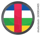 Glass light ball with flag of Central African Republic. Round sphere, template icon. CAR national symbol. Glossy ball, 3D abstract vector illustration highlighted on a white background. Big bubble.