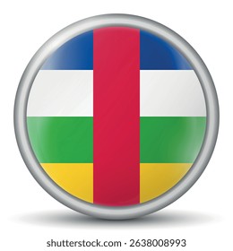 Glass light ball with flag of Central African Republic. Round sphere, template icon. CAR national symbol. Glossy ball, 3D abstract vector illustration highlighted on a white background. Big bubble.