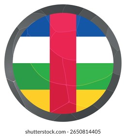 Glass light ball with flag of Central African Republic. Round sphere, template icon. CAR national symbol. Glossy ball, 3D abstract vector illustration highlighted on a white background. Big bubble.