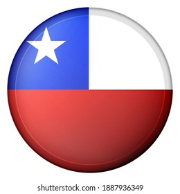 Glass light ball with flag of Chile. Round sphere, template icon. Chilean national symbol. Glossy realistic ball, 3D abstract vector illustration highlighted on a white background. Big bubble.