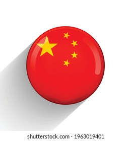 Glass light ball with flag of China. Round sphere, template icon. Chinese national symbol. Glossy realistic ball, 3D abstract vector illustration highlighted on a white background. Big bubble.