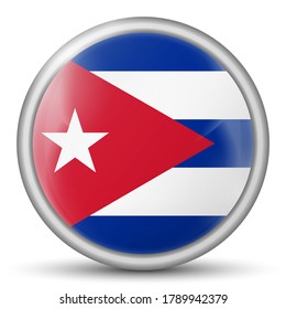 Glass light ball with flag of Cuba. Round sphere, template icon. Cuban national symbol. Glossy realistic ball, 3D abstract vector illustration highlighted on a white background. Big bubble.