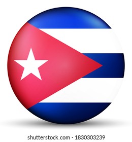 Glass light ball with flag of Cuba. Round sphere, template icon. Cuban national symbol. Glossy realistic ball, 3D abstract vector illustration highlighted on a white background. Big bubble.