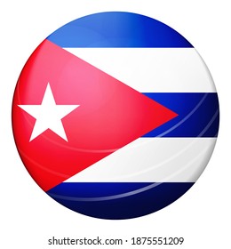 Glass light ball with flag of Cuba. Round sphere, template icon. Cuban national symbol. Glossy realistic ball, 3D abstract vector illustration highlighted on a white background. Big bubble.