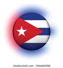 Glass light ball with flag of Cuba. Round sphere, template icon. Cuban national symbol. Glossy realistic ball, 3D abstract vector illustration highlighted on a white background. Big bubble.