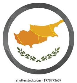 Glass light ball with flag of Cyprus. Round sphere, template icon. National symbol. Glossy realistic ball, 3D abstract vector illustration highlighted on a white background. Big bubble.