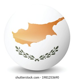 Glass light ball with flag of Cyprus. Round sphere, template icon. National symbol. Glossy realistic ball, 3D abstract vector illustration highlighted on a white background. Big bubble.