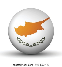 Glass light ball with flag of Cyprus. Round sphere, template icon. National symbol. Glossy realistic ball, 3D abstract vector illustration highlighted on a white background. Big bubble.