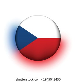 Glass light ball with flag of Czech Republic. Round sphere, template icon.  national symbol. Glossy realistic ball, 3D abstract vector illustration highlighted on a white background. Big bubble.