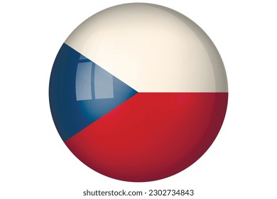 Balón de vidrio con bandera de la República Checa. Esfera redonda, icono de plantilla.  símbolo nacional. Balón brillante realista, ilustración vectorial abstracta 3D.