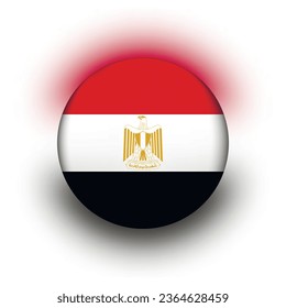 Glass light ball with flag of Egypt. Round sphere, template icon. National symbol. Glossy realistic ball, 3D abstract vector illustration highlighted on a white background. Big bubble.