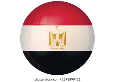 Glass light ball with flag of Egypt. Round sphere, template icon. National symbol. Glossy realistic ball, 3D abstract vector illustration highlighted on a white background. Big bubble..