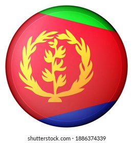 Glass light ball with flag of Eritrea. Round sphere, template icon. Eritrean national symbol. Glossy realistic ball, 3D abstract vector illustration highlighted on a white background. Big bubble.