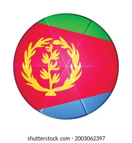Glass light ball with flag of Eritrea. Round sphere, template icon. Eritrean national symbol. Glossy realistic ball, 3D abstract vector illustration highlighted on a white background. Big bubble.