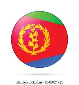 Glass light ball with flag of Eritrea. Round sphere, template icon. Eritrean national symbol. Glossy realistic ball, 3D abstract vector illustration highlighted on a white background. Big bubble.