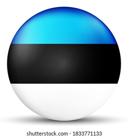 Glass light ball with flag of Estonia. Round sphere, template icon. Estonian national symbol. Glossy realistic ball, 3D abstract vector illustration highlighted on a white background. Big bubble.