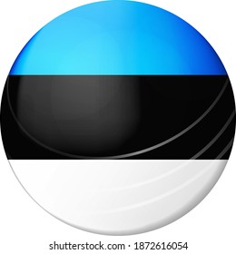 Glass light ball with flag of Estonia. Round sphere, template icon. Estonian national symbol. Glossy realistic ball, 3D abstract vector illustration highlighted on a white background. Big bubble.