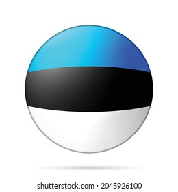 Glaskugel mit der Flagge Estlands. Runde Kugel, Vorlagensymbol. Estnisches Nationalsymbol. Glossy-realistischer Ball, abstrakte 3D-Vektorgrafik auf weißem Hintergrund hervorgehoben. Große Blase.