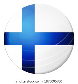 Glass light ball with flag of Finland. Round sphere, template icon. Finnish national symbol. Glossy realistic ball, 3D abstract vector illustration highlighted on a white background. Big bubble.