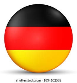 Glass light ball with flag of Germany. Round sphere, template icon. German national symbol. Glossy realistic ball, 3D abstract vector illustration highlighted on a white background. Big bubble.