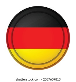 Glass light ball with flag of Germany. Round sphere, template icon. German national symbol. 