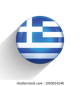 Glass light ball with flag of Greece. Round sphere, template icon. Greek national symbol. Glossy realistic ball, 3D abstract vector illustration highlighted on a white background. Big bubble.