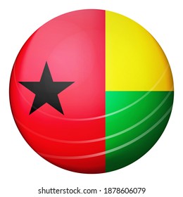 Glass light ball with flag of Guinea-Bissau. Round sphere, template icon. National symbol. Glossy realistic ball, 3D abstract vector illustration highlighted on a white background. Big bubble.