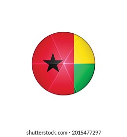 Glass light ball with flag of Guinea-Bissau. Round sphere, template icon. National symbol. Glossy realistic ball, 3D abstract vector illustration highlighted on a white background. Big bubble.