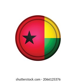 Glass light ball with flag of Guinea-Bissau. Round sphere, template icon. National symbol. Glossy realistic ball, 3D abstract vector illustration highlighted on a white background. Big bubble.