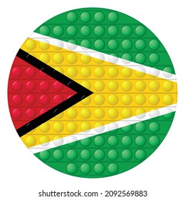 Boule de lumière en verre avec drapeau du Guyana. sphère ronde, icône modèle. Symbole national. Boule réaliste brillante, illustration vectorielle 3D. Le jeu anti-stress à la mode l'éclate, simple. Grande bulle.