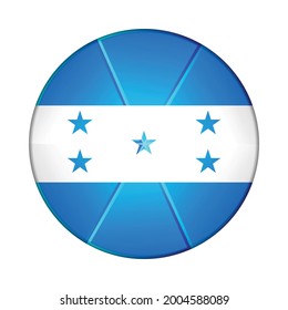 Glass light ball with flag of Honduras. Round sphere, template icon. National symbol. Glossy realistic ball, 3D abstract vector illustration highlighted on a white background. Big bubble.