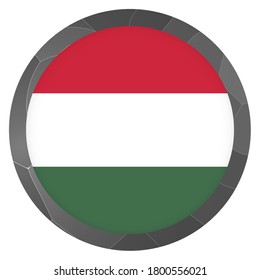 Glass light ball with flag of Hungary. Round sphere, template icon. Hungarian national symbol. Glossy realistic ball, 3D abstract vector illustration highlighted on a white background. Big bubble.