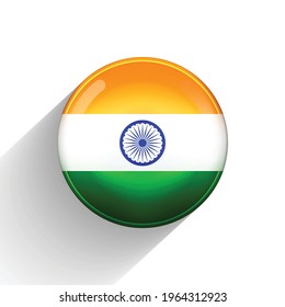 Glass light ball with flag of India. Round sphere, template icon. Indian national symbol. Glossy realistic ball, 3D abstract vector illustration highlighted on a white background. Big bubble.