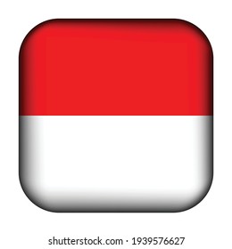 Glass light ball with flag of Indonesia. Squared template icon. Indonesian national symbol. Glossy realistic cube, 3D abstract vector illustration highlighted. Big quadrate, foursquare.