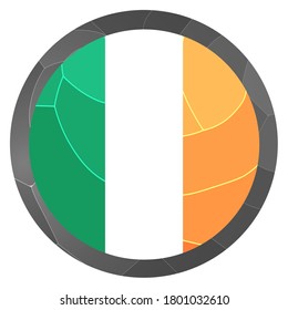 Glass light ball with flag of Ireland. Round sphere, template icon. Irish national symbol. Glossy realistic ball, 3D abstract vector illustration highlighted on a white background. Big bubble.